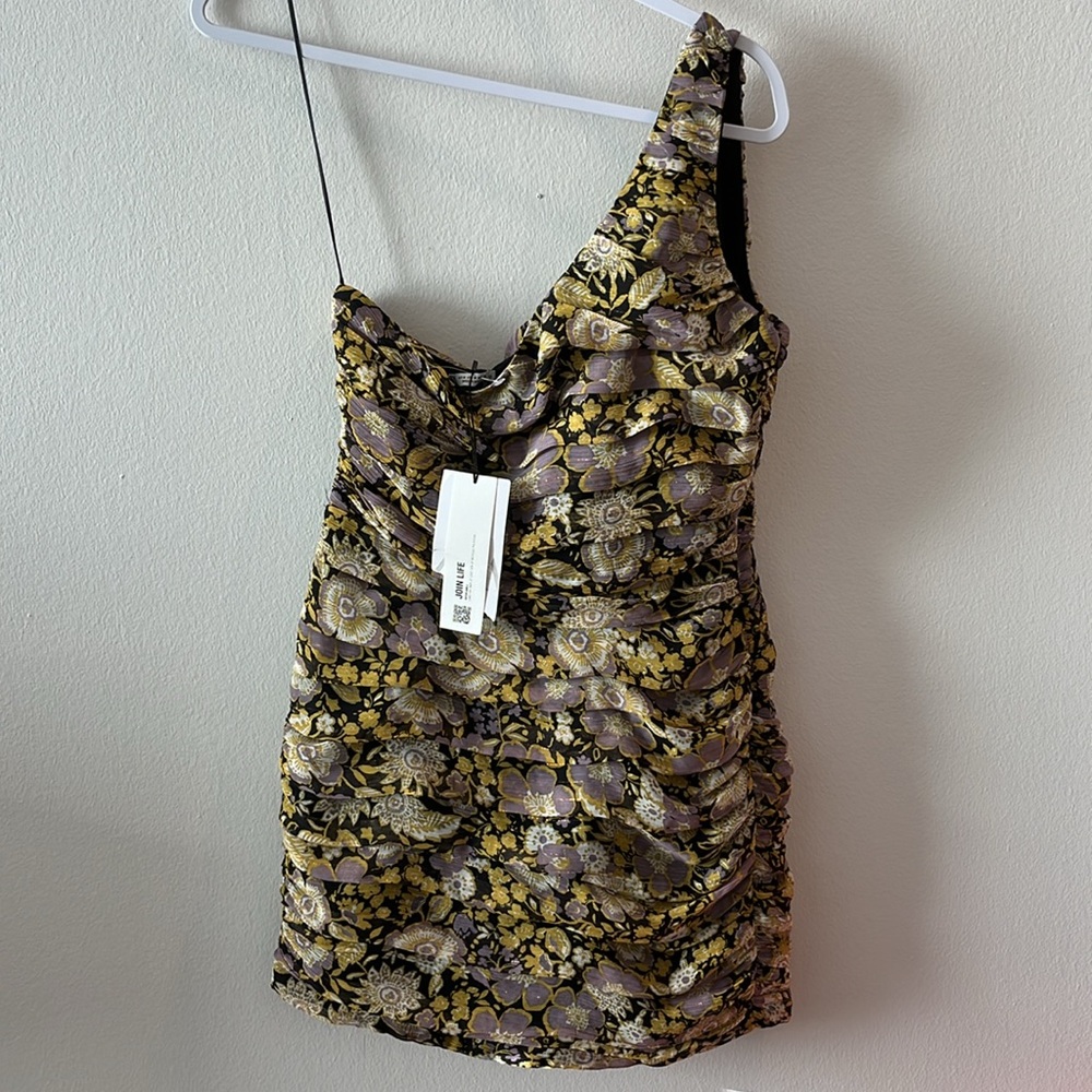 NWT - Zara One Shoulder Floral Dress - Size Medium sku#162 - Picture 2 of 7
